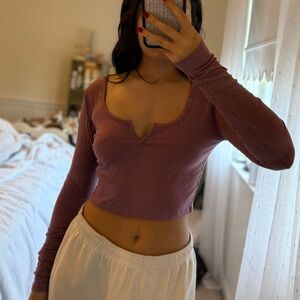 Garage Mauve Long Sleeve Crop Top